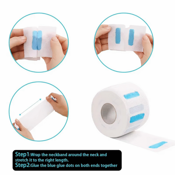 Disposable Barber & Salon Stretchy Paper Neck Tape Roll Strips for Haircut Styling - White - Image 3