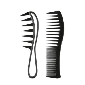 Professional Salon & Barber Wide Tooth Hair Cutting Comb Set Black 2 Pcs
