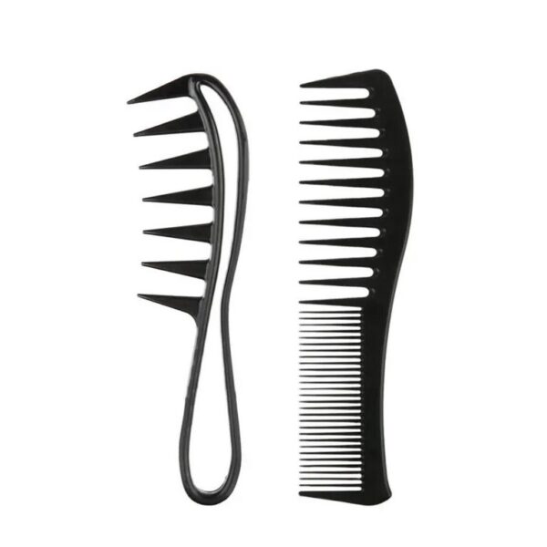 Professional Salon & Barber Wide Tooth Hair Cutting Comb Set Black 2 Pcs