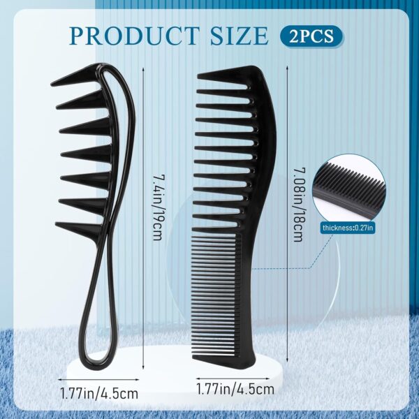 Professional Salon & Barber Wide Tooth Hair Cutting Comb Set Black 2 Pcs - Image 3