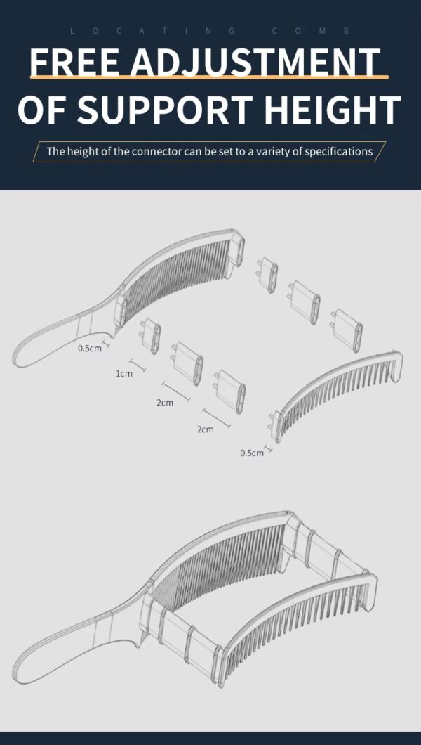 Dual-Layer Positioning Fade Curved Barber Hair Cutting Comb DIY Kit Professional Adjustable Barber Fade Hair Cutting Curved Design Positioning Comb Hair Clipper Comb - Image 5