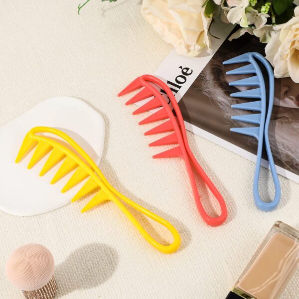 Wide Tooth Shark Comb for Barber & Salon Hairstylists Candy Color Range for Curly & Straight Wet Hair - Image 2