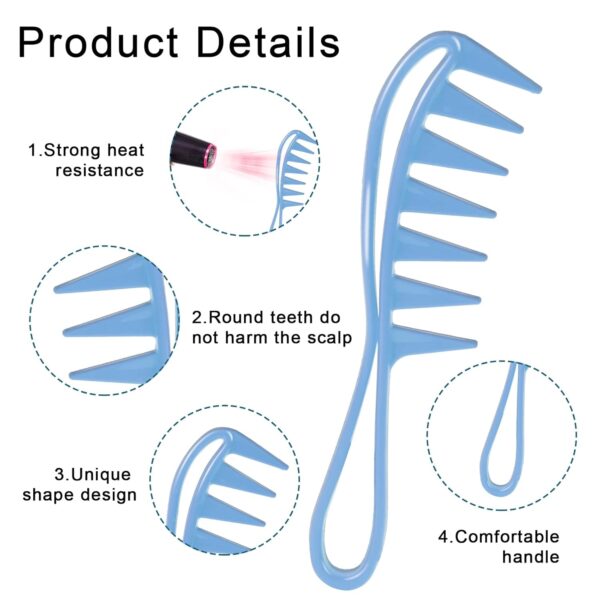 Wide Tooth Shark Comb for Barber & Salon Hairstylists Candy Color Range for Curly & Straight Wet Hair - Image 3