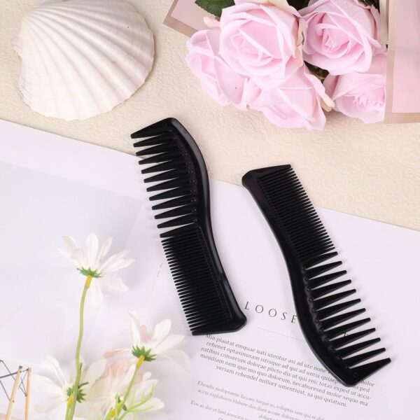 Professional Salon & Barber Wide Tooth Hair Cutting Comb Set Black 2 Pcs - Image 13