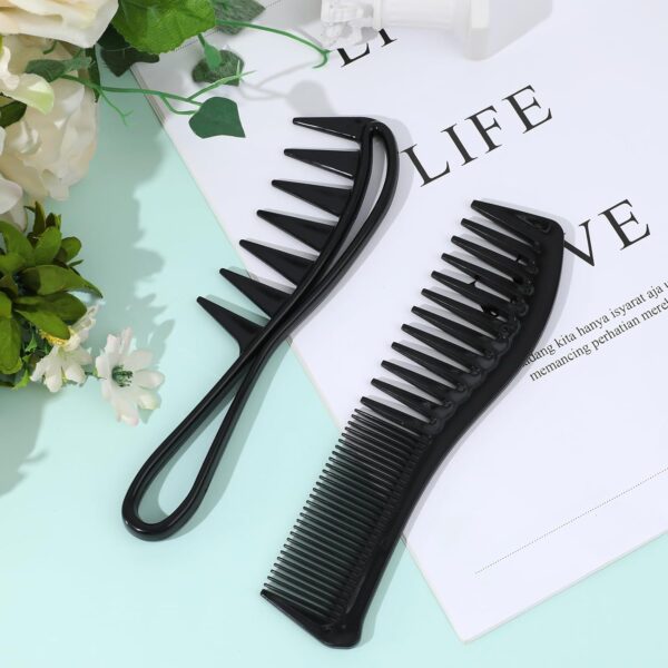 Professional Salon & Barber Wide Tooth Hair Cutting Comb Set Black 2 Pcs - Image 17
