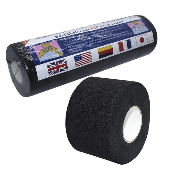 Disposable Barber & Salon Stretchy Paper Neck Roll Strips Haircut Styling - Black - Image 2