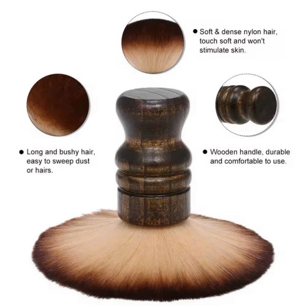 Professional Hairstylist Neck & Face Cleaning Duster Brush - Wooden - Image 7